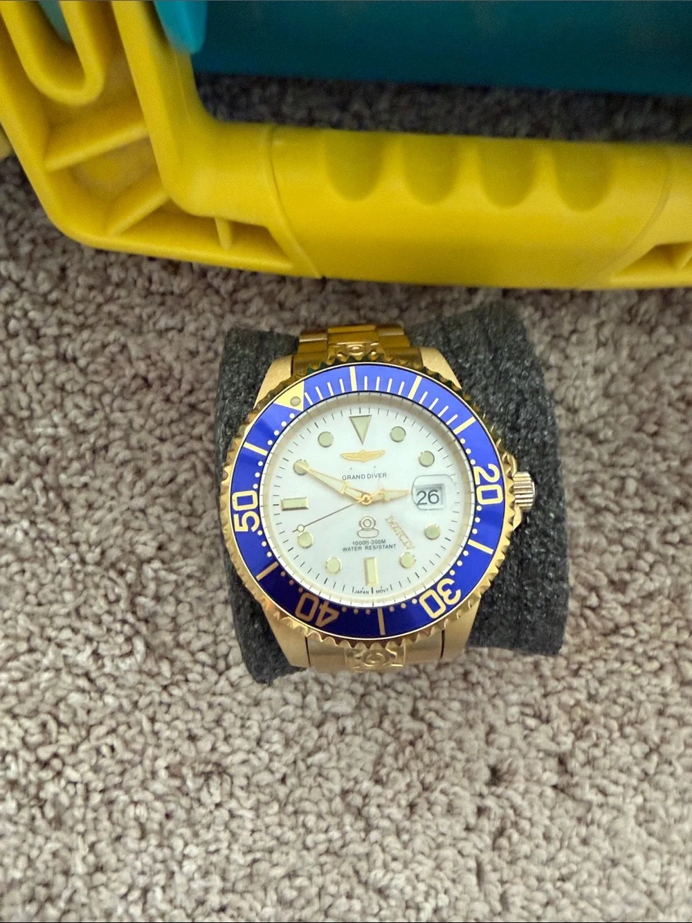 Invicta Gold-Tone Watch with Blue Dial